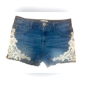 Mudd girls 14s Blue Denim Shorts with Lace Trim